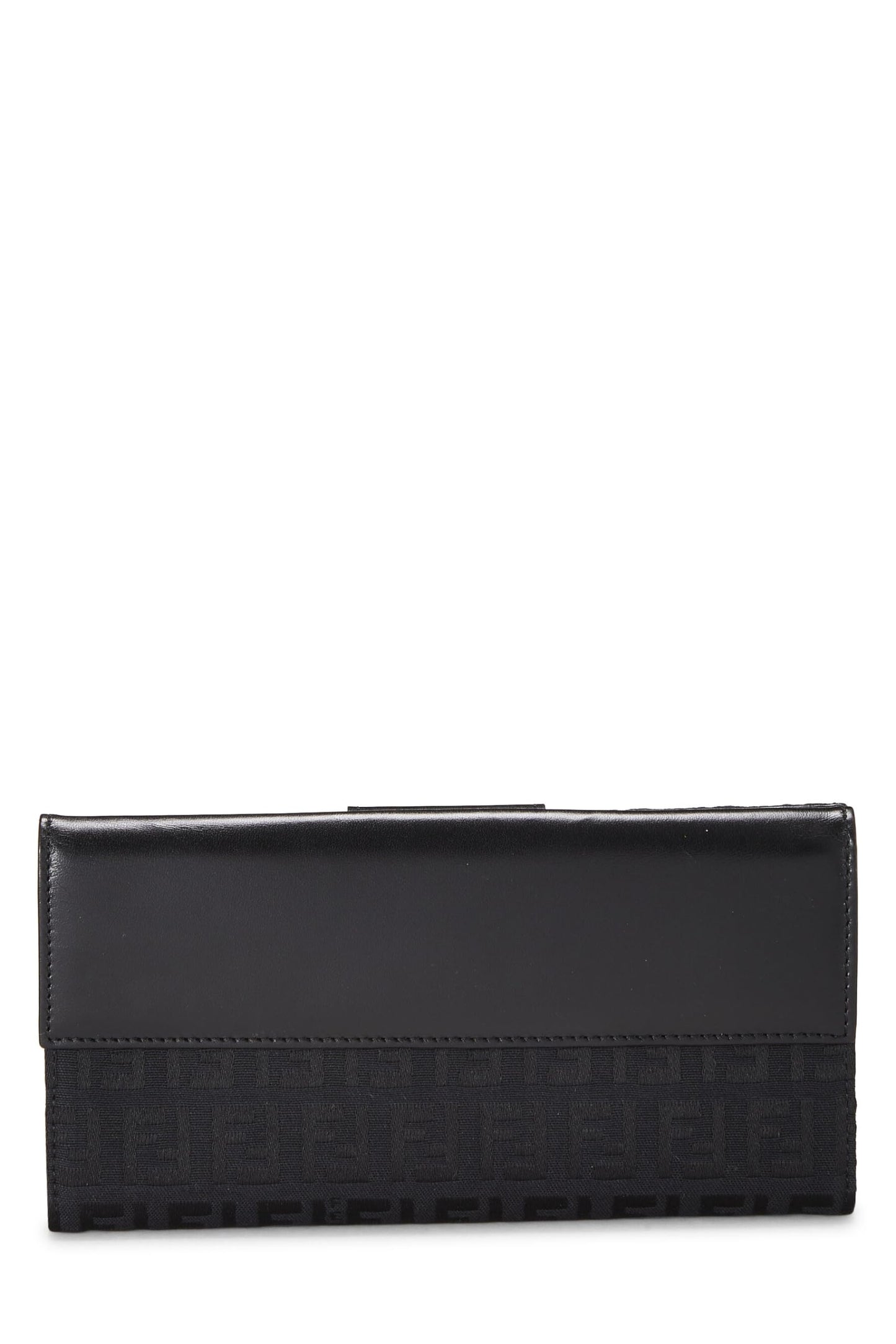 Fendi, portefeuille long en toile Zucchino noire d'occasion, noir