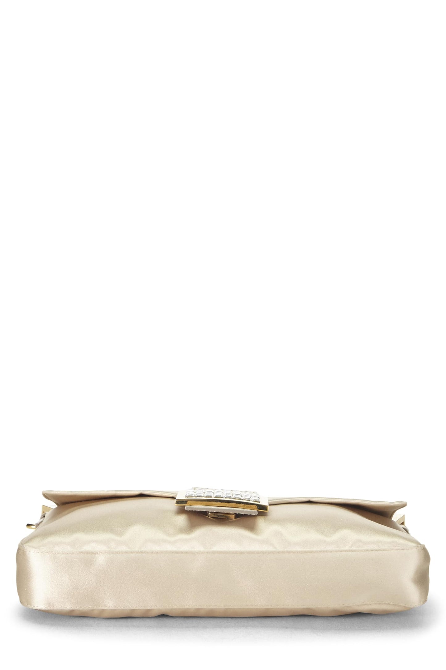 Fendi, Baguette de satén beige Pre-Loved, Blanco