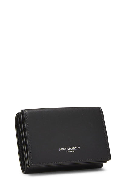 Yves Saint Laurent, Portefeuille compact en cuir noir d'occasion, noir