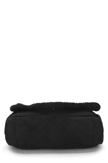 Chanel, sac à bandoulière en peau de mouton noire d'occasion, petit modèle, noir