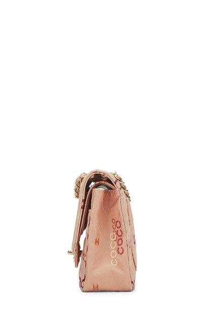 Chanel, Sac à main Coco Classic Double Flap Medium en toile matelassée rose d'occasion, rose