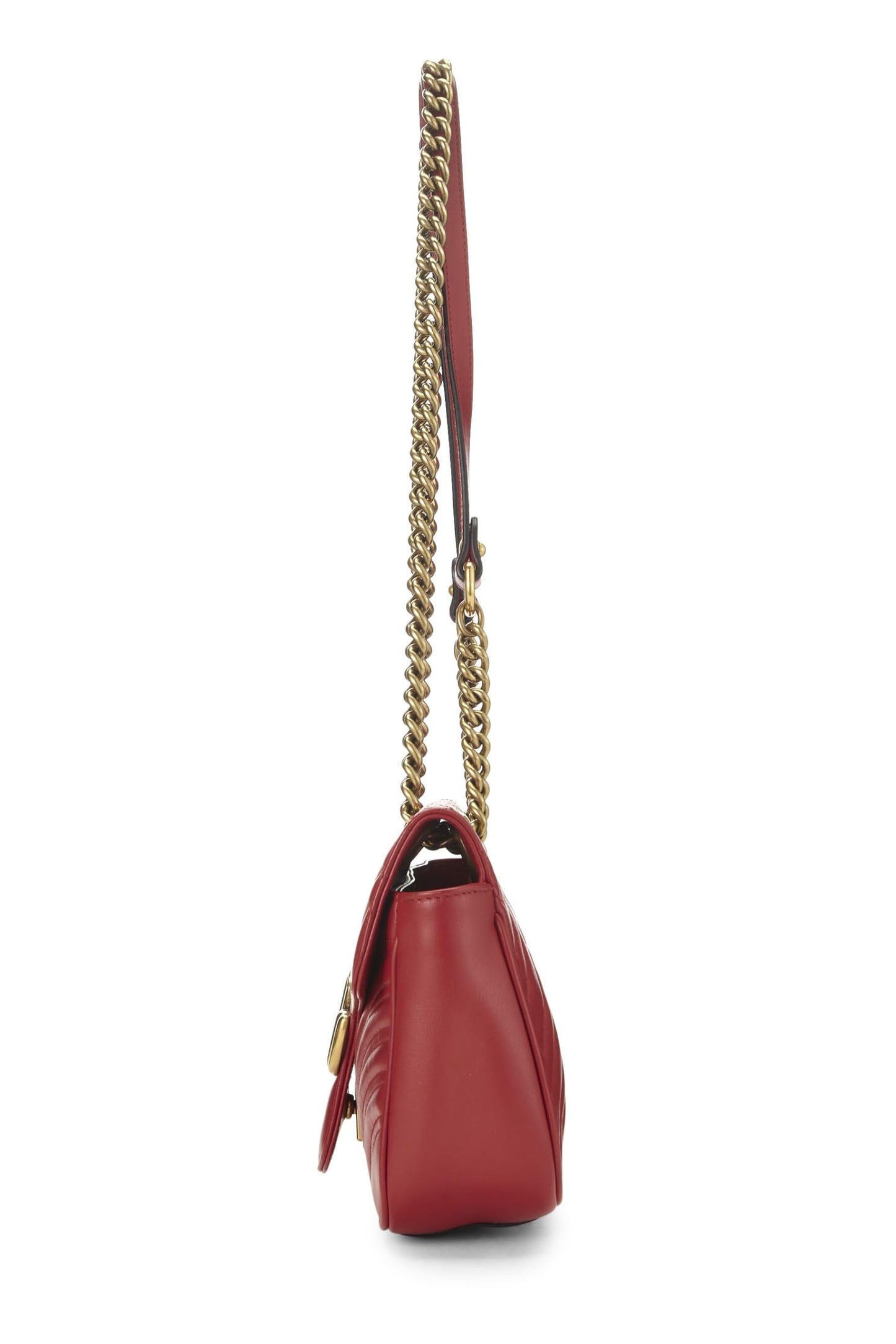 Gucci, sac à bandoulière GG Marmont en cuir rouge d'occasion, petit modèle, rouge