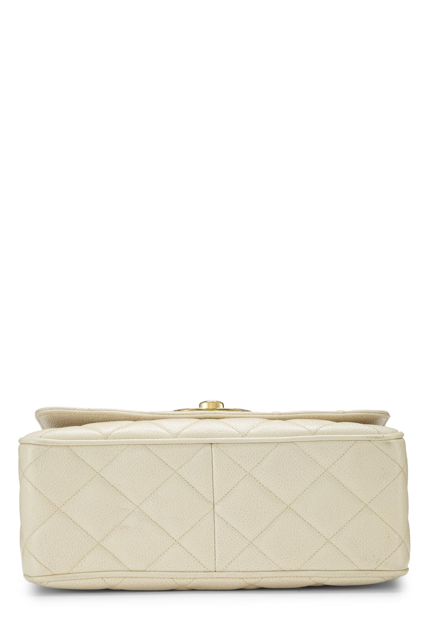 Chanel, Pre-Loved White Quilted Caviar Big 'CC' Square Flap, White