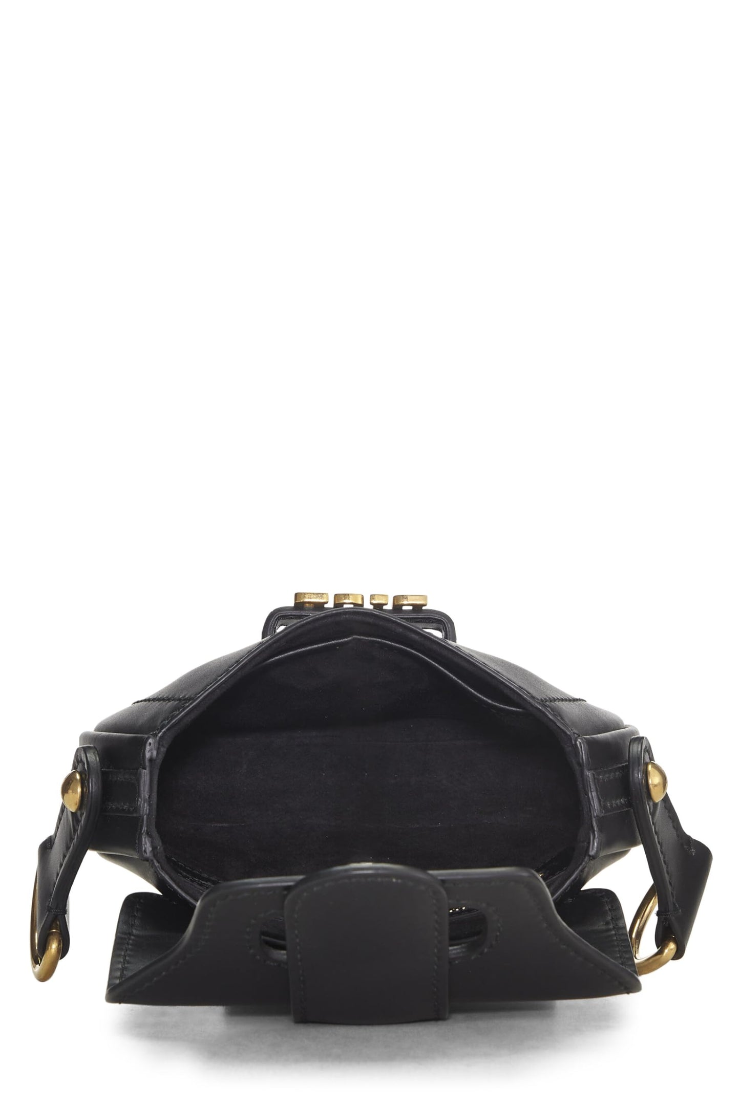 Dior, Mini-sacoche D-Fence Saddle en cuir de veau noir d'occasion, noir