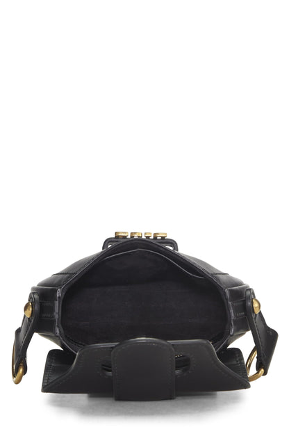 Dior, Pre-Loved Black Calfskin D-Fence Saddle Mini, Black