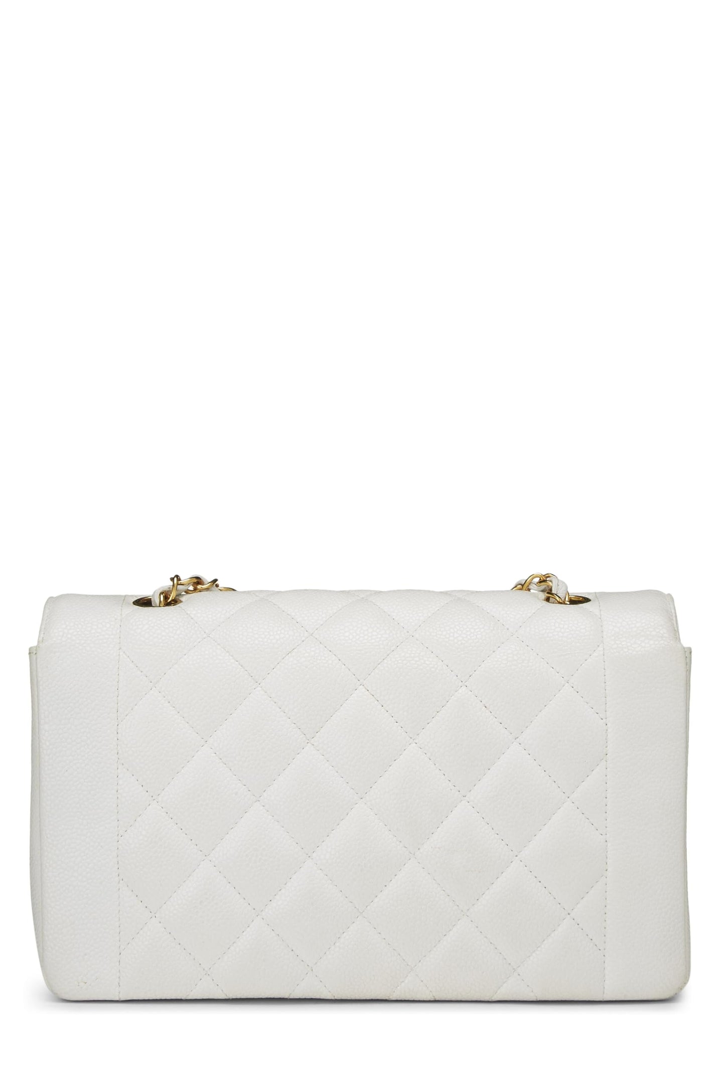 Chanel, sac à rabat Diana matelassé blanc d'occasion de taille moyenne, blanc