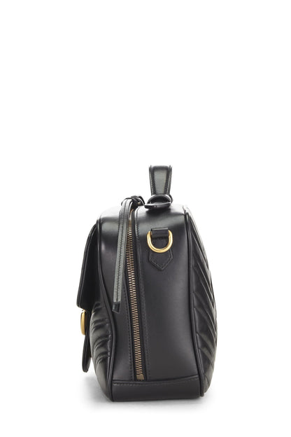 Gucci, Bolso de hombro pequeño GG Marmont de cuero negro Pre-Loved, Negro