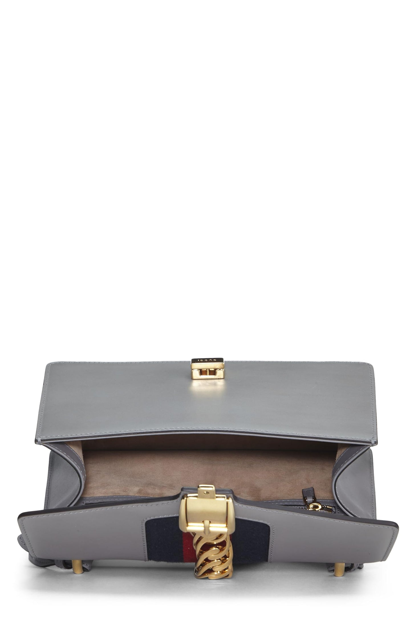 Gucci, petit sac bandoulière Sylvie en cuir gris d'occasion, gris