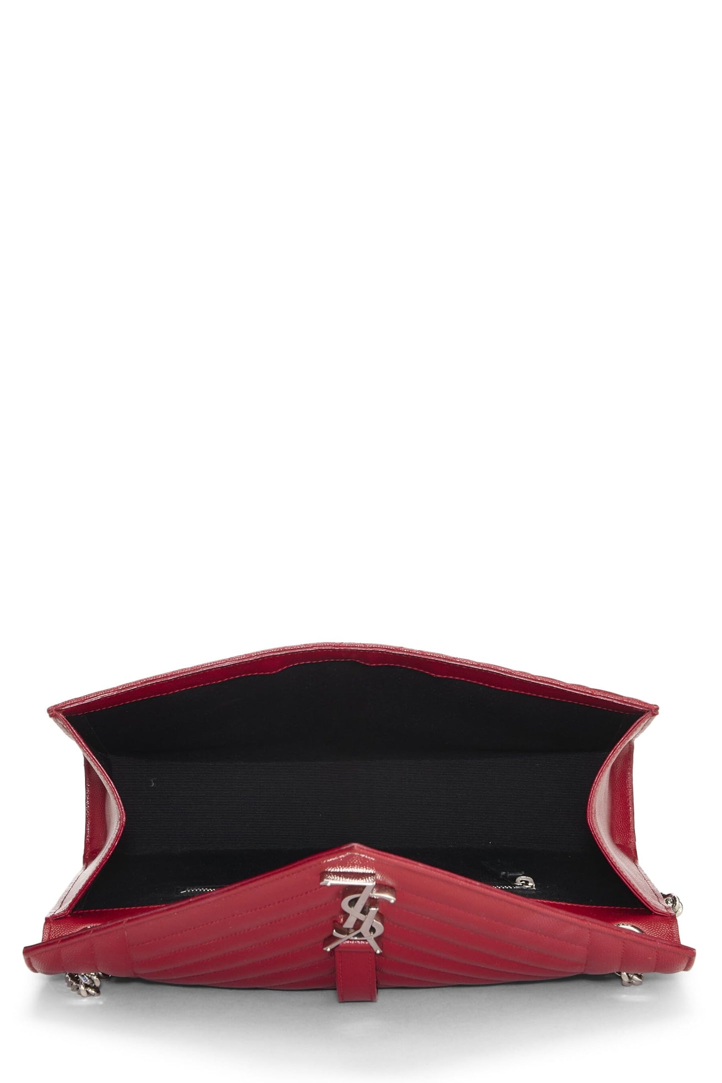 Yves Saint Laurent, sac à bandoulière enveloppe en cuir de veau rouge grainé à trois matelassages, taille moyenne, rouge