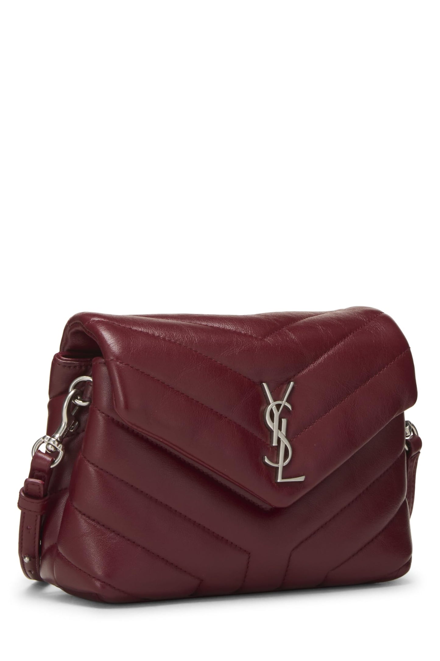 Yves Saint Laurent, Juguete Lou Lou de piel de becerro con chevron rojo Pre-Loved, Rojo