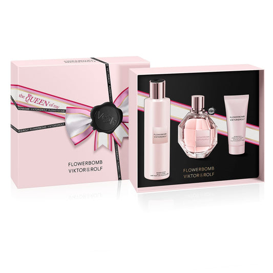 Viktor&Rolf - Flowerbomb Eau de Parfum - Women's Perfume Gift Set - Floral & Woody - With Notes of Rose, Peony & Patchouli - Perfume, 3.4 Fl oz, Body Cream, 1.4 Fl Oz & Body Lotion, 6.7 Fl Oz