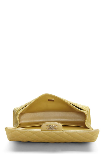 Chanel, Pre-Loved Iridescent Yellow Caviar Classic Double Flap Medium, Yellow