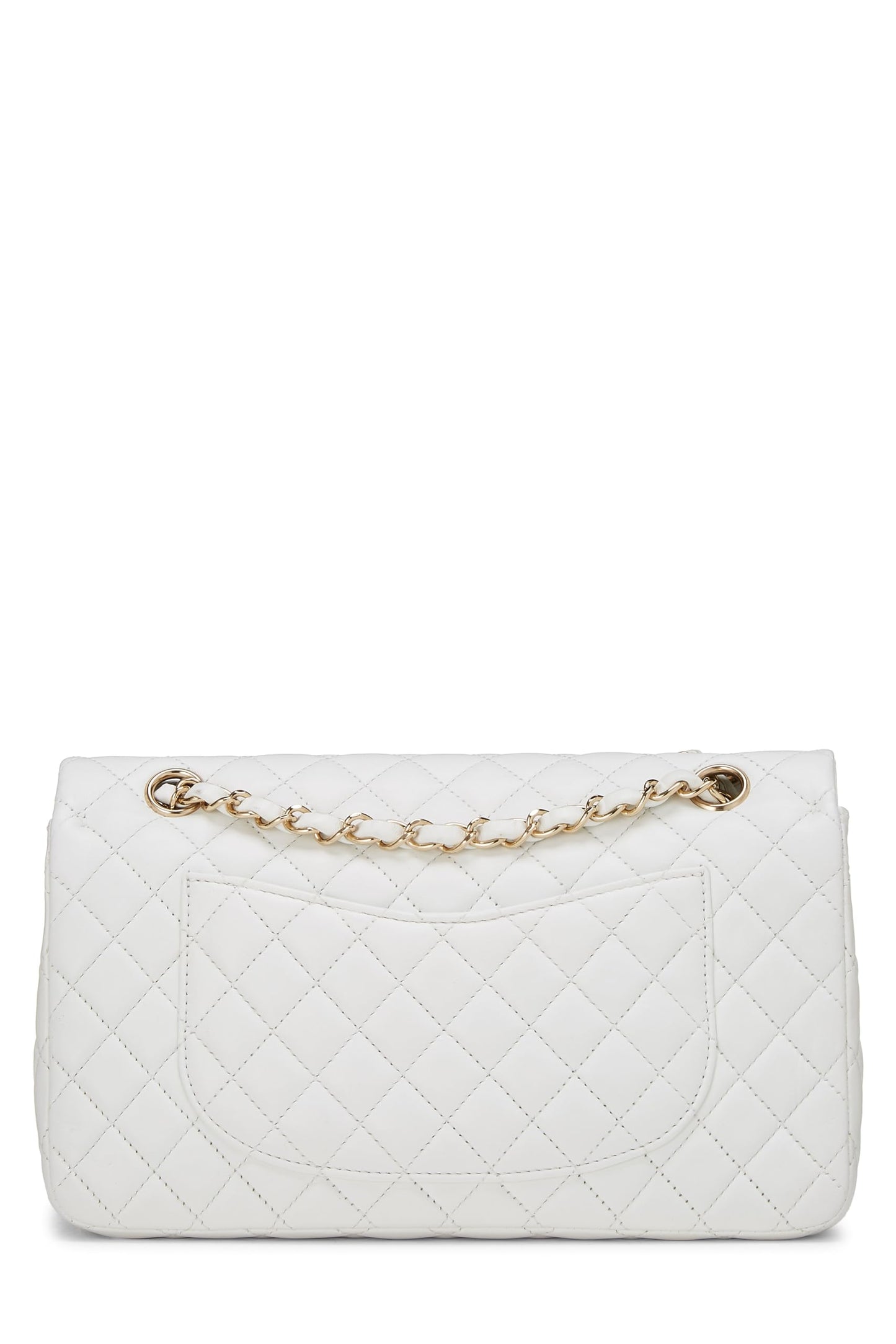 Chanel, Pre-Loved White Quilted Lambskin Valentine Flap Medium, White