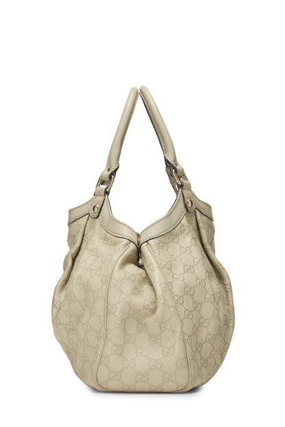 Gucci, sac fourre-tout Guccissima Sukey d'occasion, couleur crème, blanc