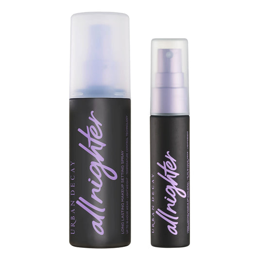 Coffret de spray fixateur de maquillage waterproof All Nighter d'Urban Decay - Longue tenue, jusqu'à 16 heures - Sans huile, fini naturel - Formule non desséchante pour tous les types de peau - 4,0 Fl. Oz + 1,0 Fl. Oz