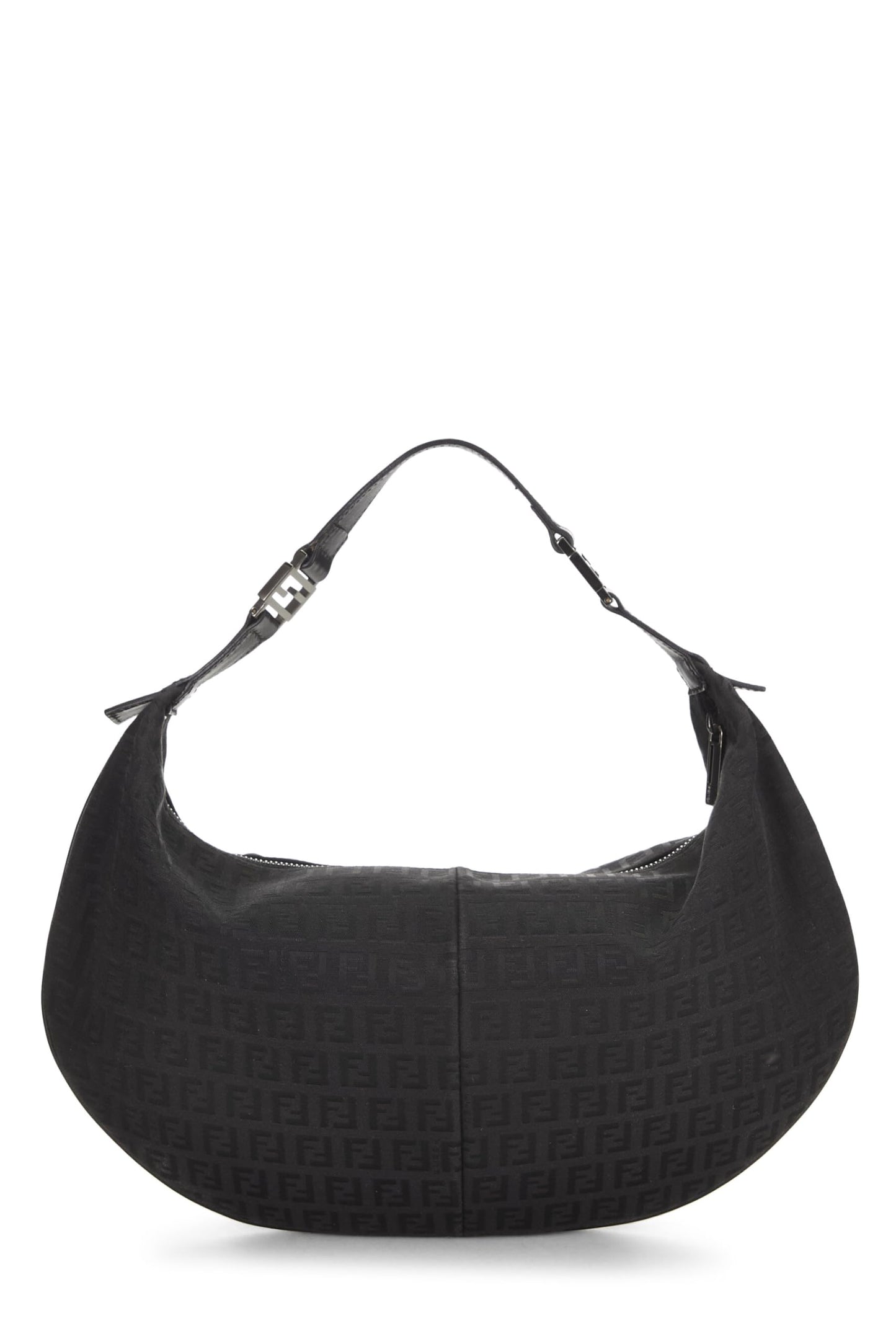 Fendi, Bolso hobo de lona color calabacín negro Pre-Loved, Negro