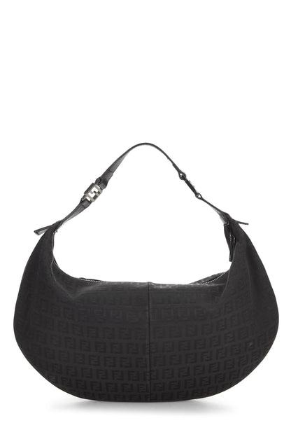 Fendi, sac hobo en toile noire Zucchino d'occasion, noir