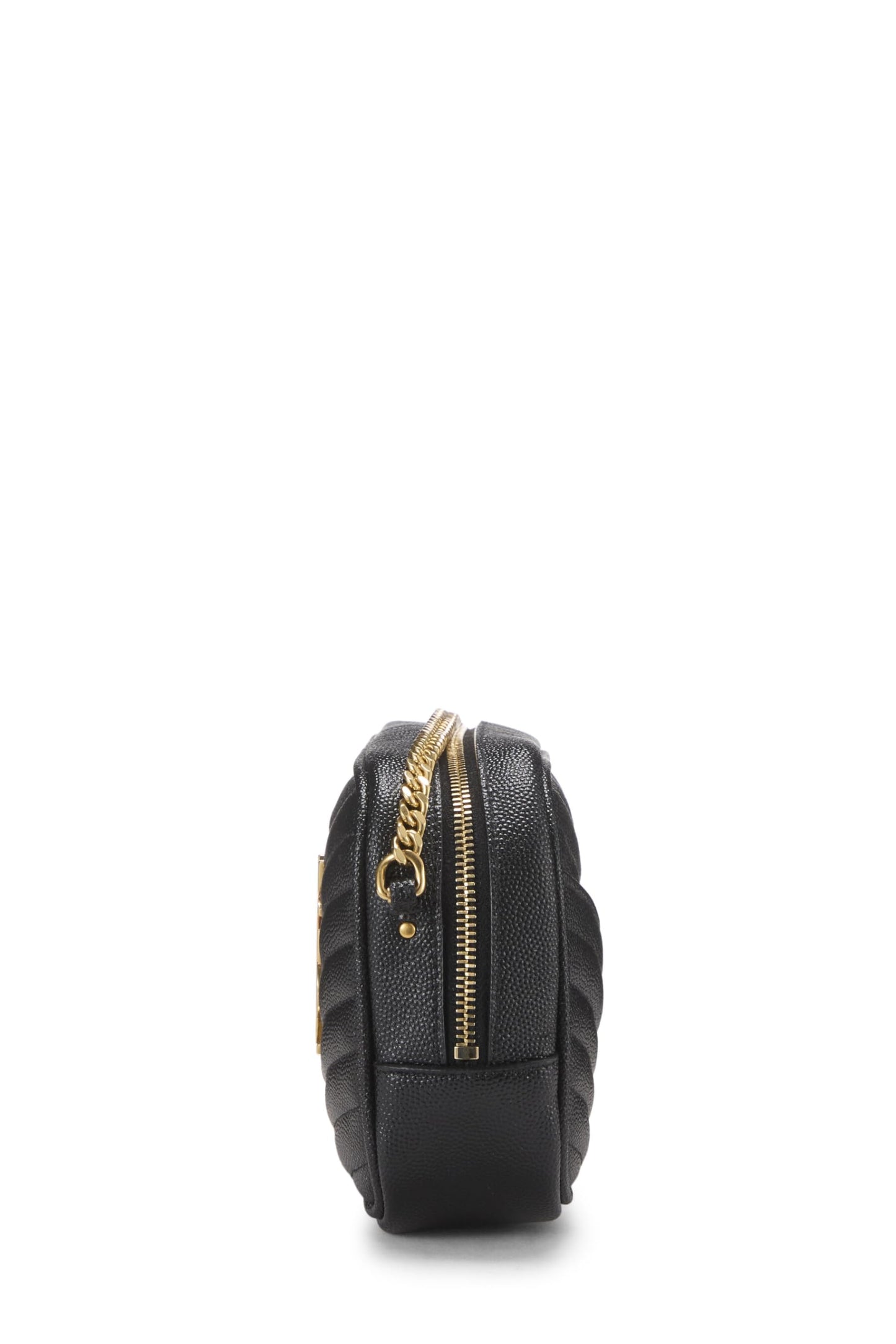 Yves Saint Laurent, sac à main Lou Camera Mini en cuir grainé noir d'occasion, noir