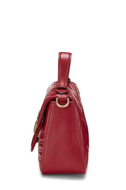 Gucci, sac à main GG Marmont en cuir rouge d'occasion, mini, rouge