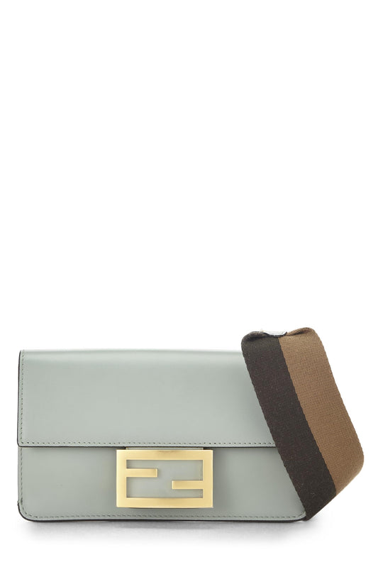 Fendi, Mini sac baguette plat en cuir bleu d'occasion, bleu