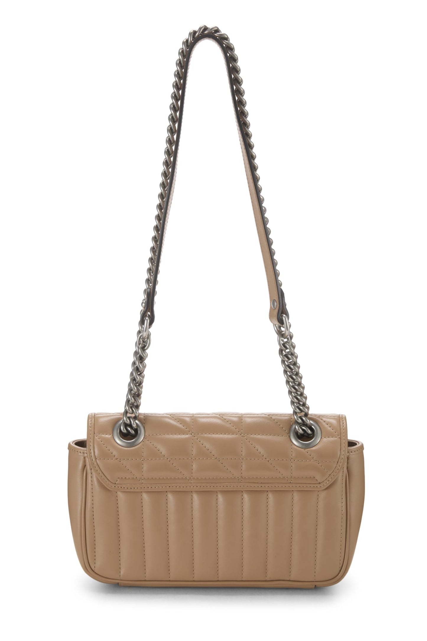 Gucci, Bolso de hombro Marmont Matelassé de cuero beige Pre-Loved, Marrón