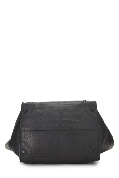 Céline, Phantom Medium crocodile noir gaufré d'occasion, noir