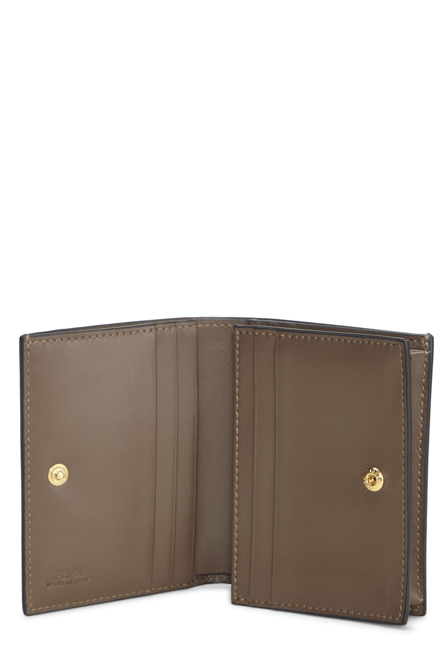 Fendi, portefeuille compact en cuir gaufré marron « F is Fendi » d'occasion, marron