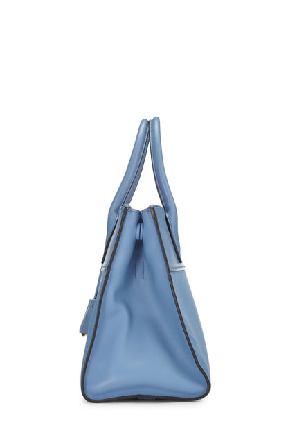 Prada, sac Paradigme en cuir Saffiano bleu d'occasion, petit modèle, bleu