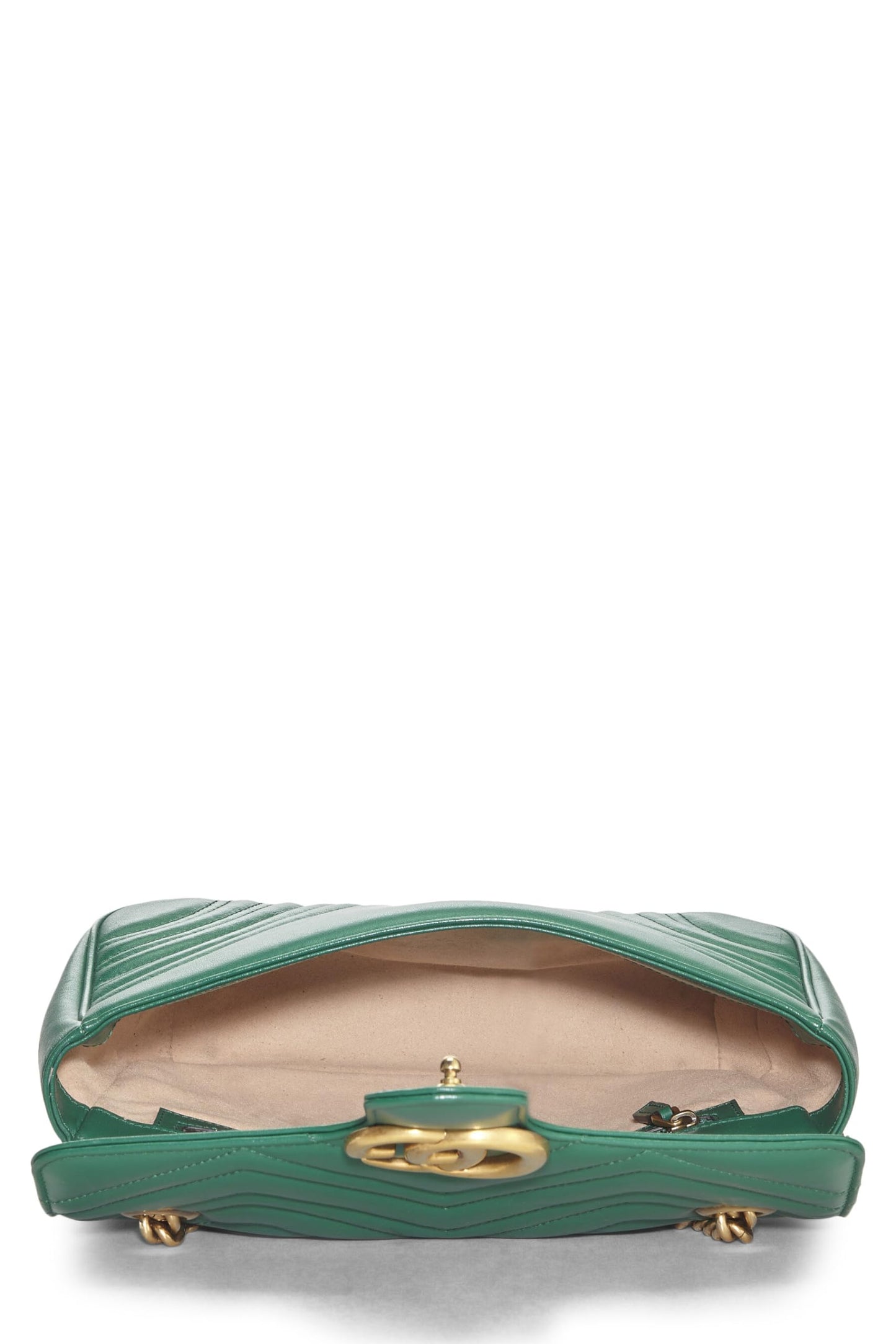 Gucci, Pre-Loved Green Leather Matelassé Marmont Shoulder Bag Small, Green