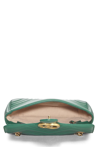 Gucci, sac à bandoulière Marmont en cuir vert matelassé d'occasion, petit modèle, vert