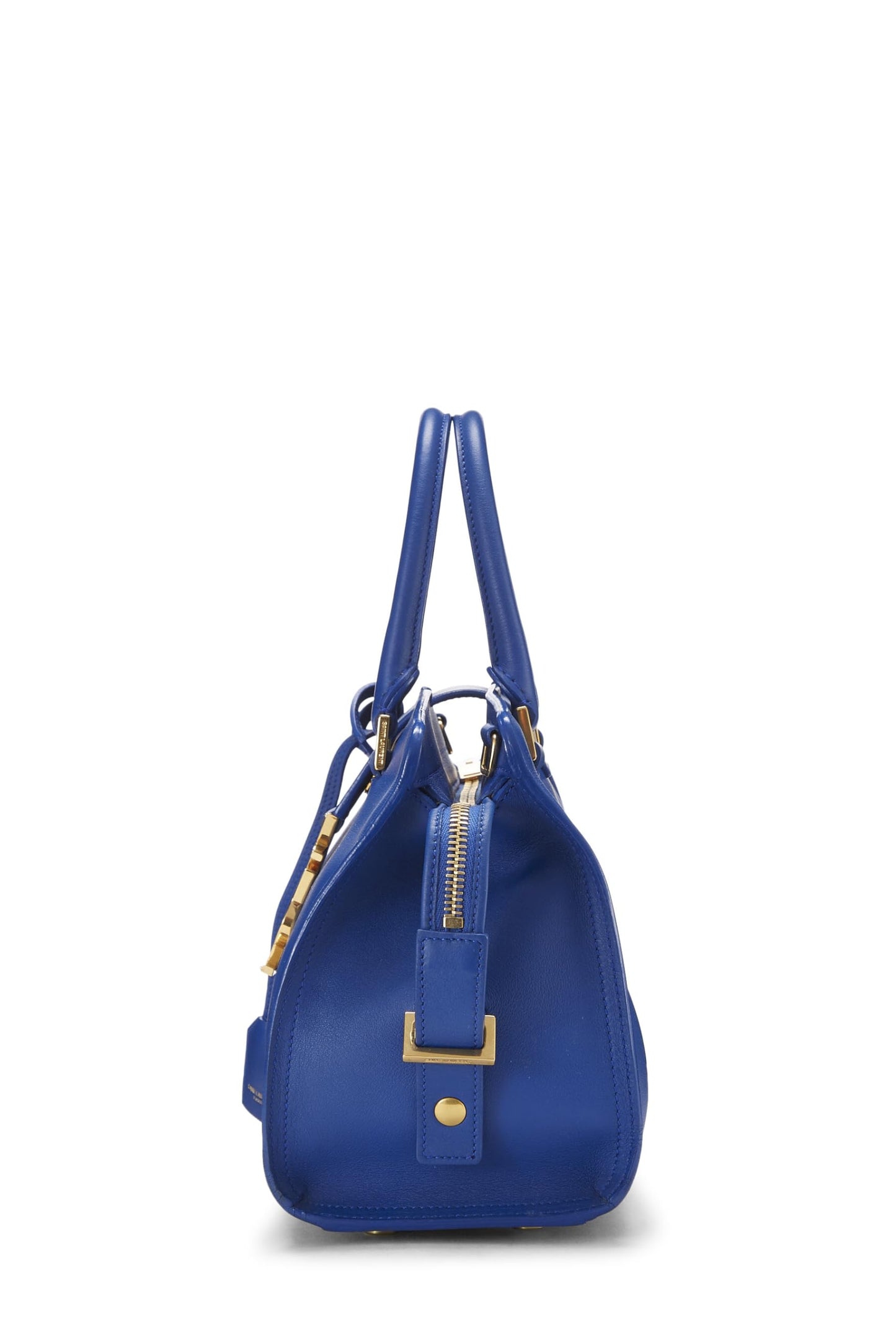 Yves Saint Laurent, Cabas Baby con monograma de cuero suave azul Pre-Loved, Azul