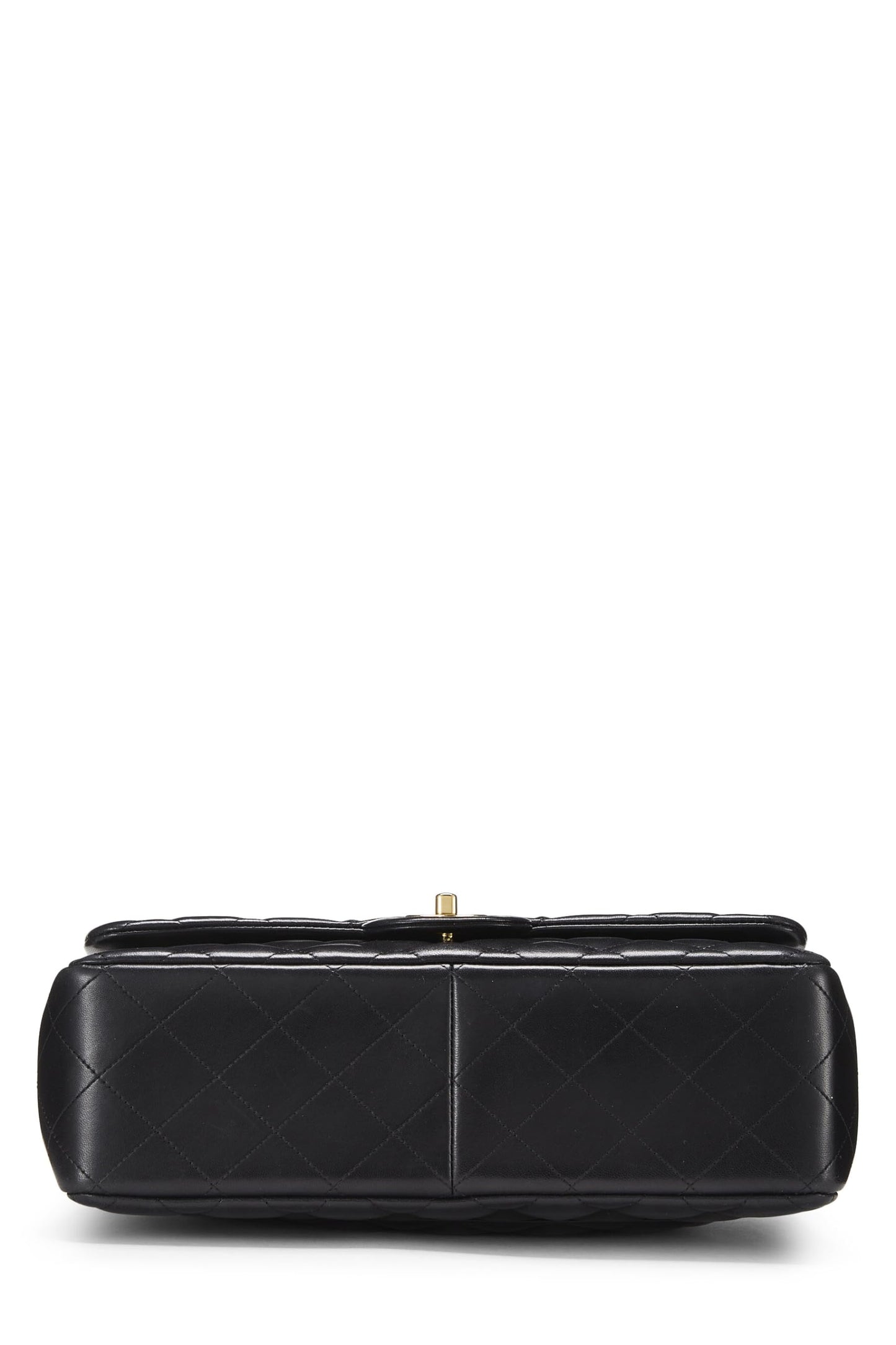 Chanel, Piel de cordero acolchada negra Pre-Loved New Classic Jumbo con doble solapa, Negro