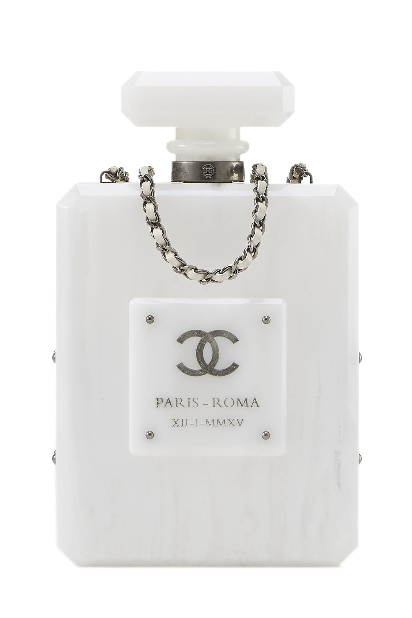 Chanel, Minaudière de perfume acrílico blanco Pre-Loved, Blanco