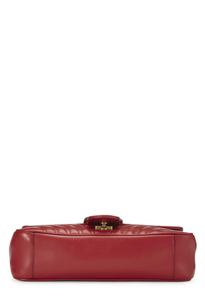 Gucci, sac à bandoulière GG Marmont en cuir rouge d'occasion, petit modèle, rouge