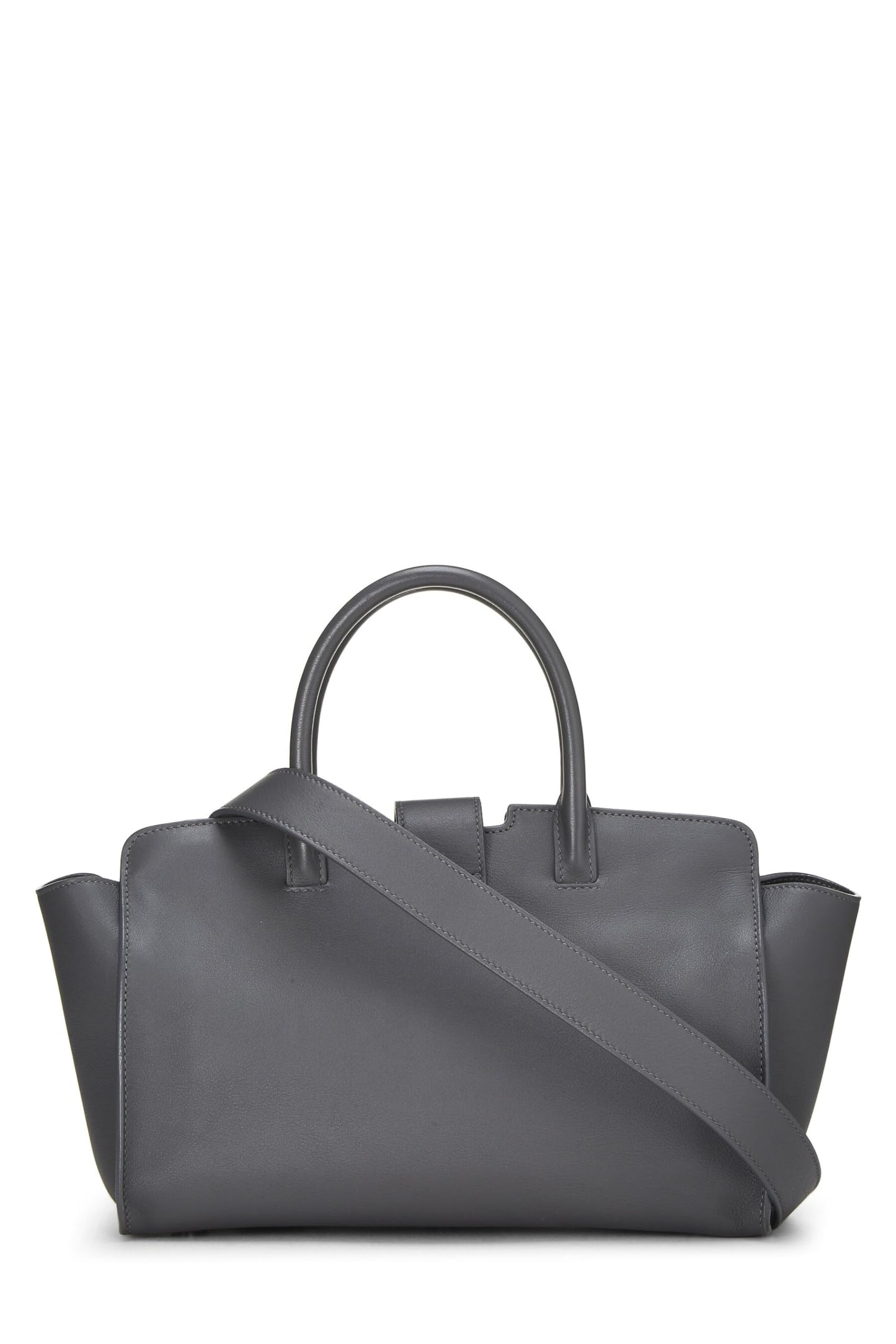 Yves Saint Laurent, Cabas Downtown Baby en cuir de veau gris d'occasion, gris