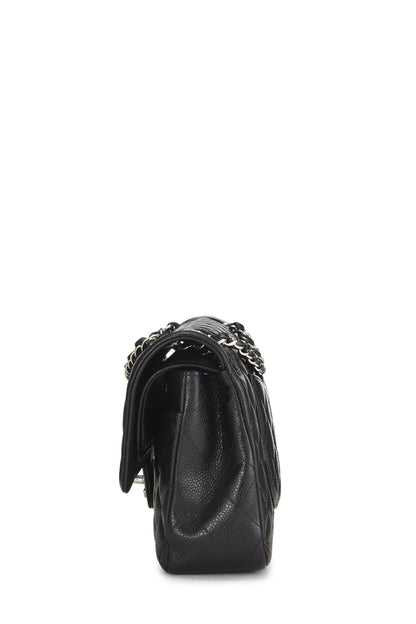 Chanel, Pre-Loved Black Caviar Classic doble solapa mediana, Negro