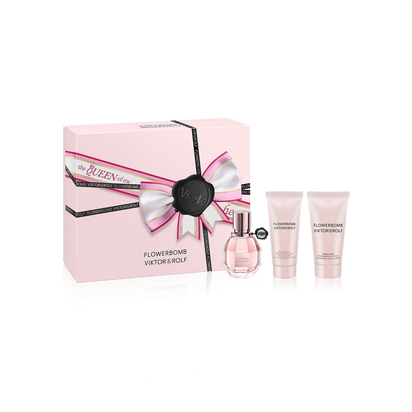 Viktor&amp;Rolf - Flowerbomb Eau de Parfum - Set de regalo de perfume para mujer - Floral y amaderado - Con notas de rosa, peonía y pachulí - Perfume, 1 fl oz, crema corporal, 1.4 fl oz y loción corporal, 1.7 fl oz