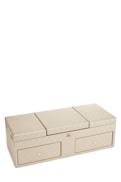 Chanel, Pre-Loved Beige Quilted Lambskin Jewelry Chest Large, White