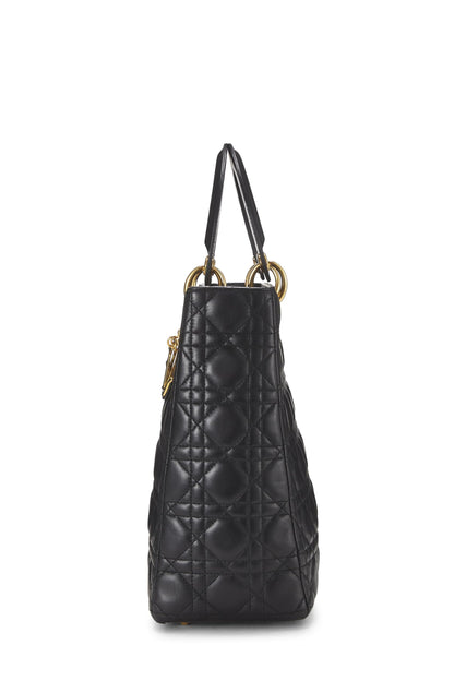 Dior, Lady Dior Large en cuir Cannage noir d'occasion, noir