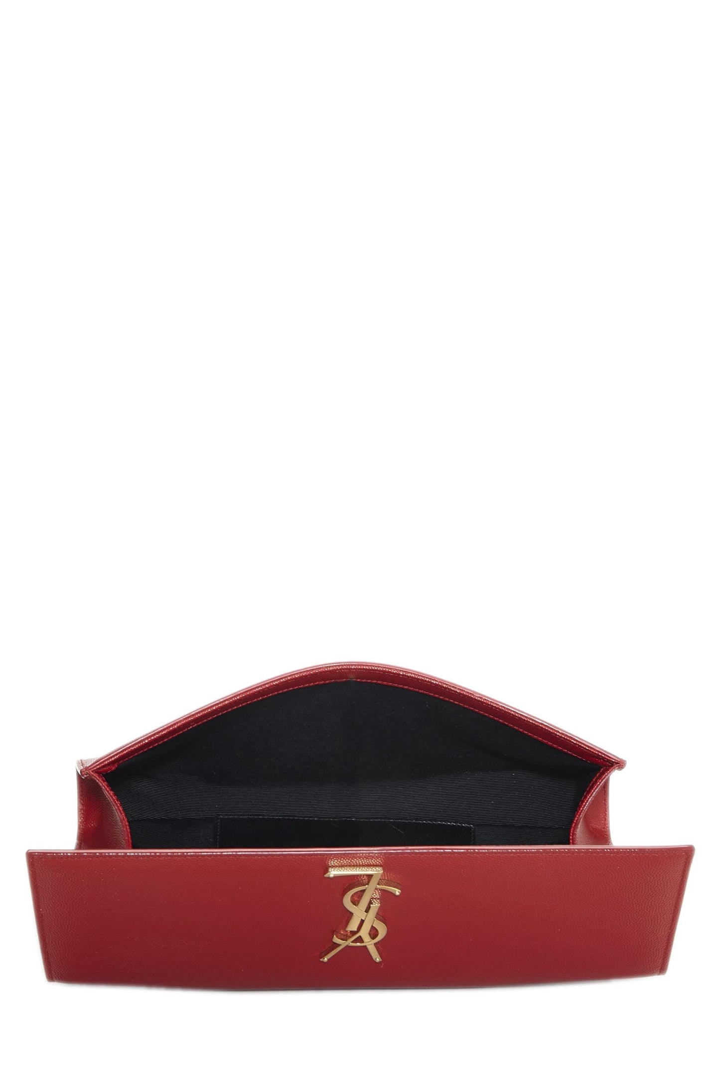 Yves Saint Laurent, pochette Cassandre en cuir de veau grainé rouge d'occasion, rouge