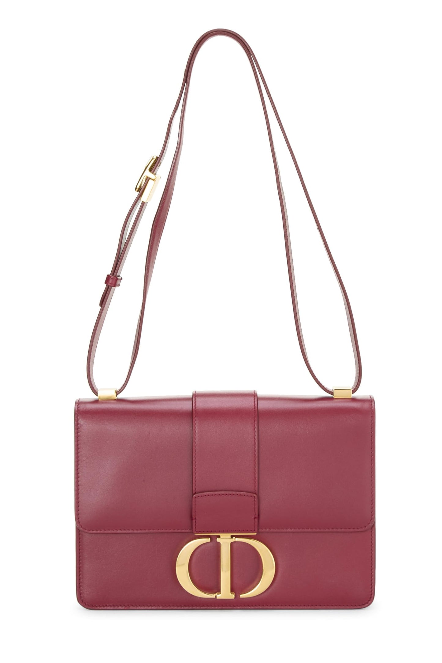 Dior, sac 30 Montaigne Box en cuir de veau bordeaux d'occasion, bordeaux