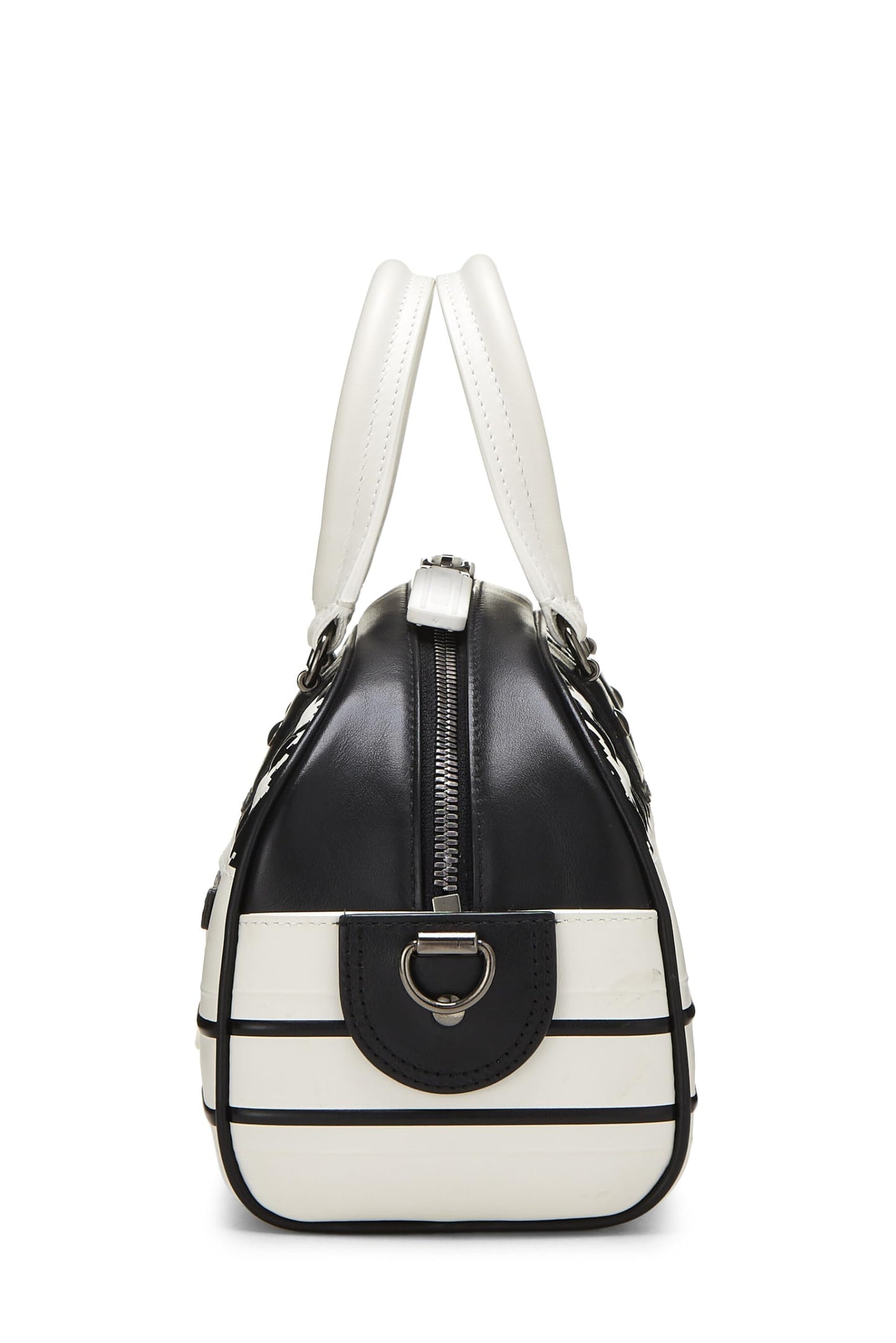 Dior, Bolso bowling pequeño Pre-Loved de cuero blanco y negro, Blanco