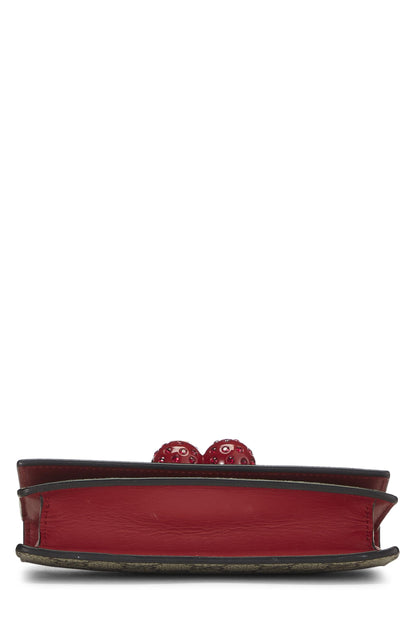 Gucci, Mini sac à bandoulière en toile enduite GG Supreme Cherry d'origine d'occasion, rouge