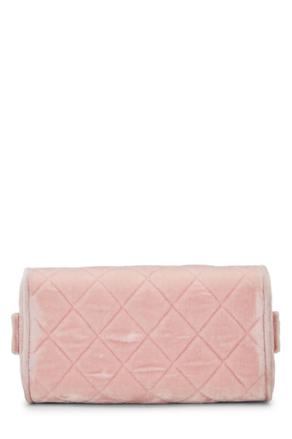 Chanel, Coffret Vanity Medium en velours matelassé rose d'occasion, rose