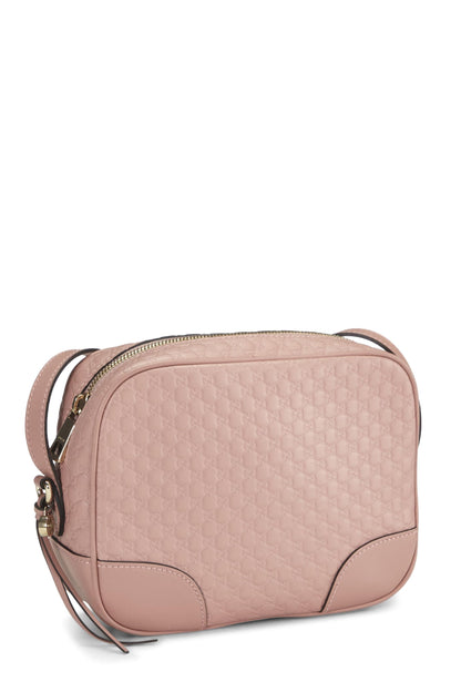 Gucci, sac à bandoulière Bree en cuir Microguccissima rose d'occasion, rose