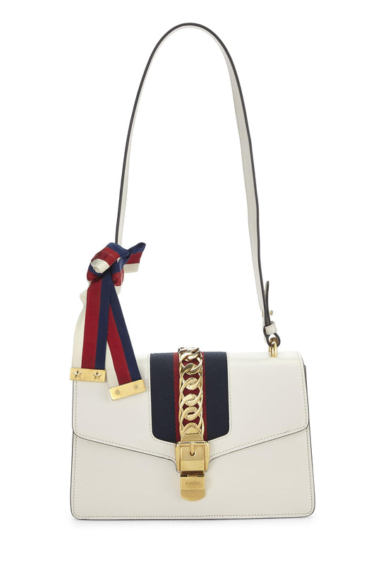 Gucci, Pre-Loved White Leather Sylvie Shoulder Bag, White