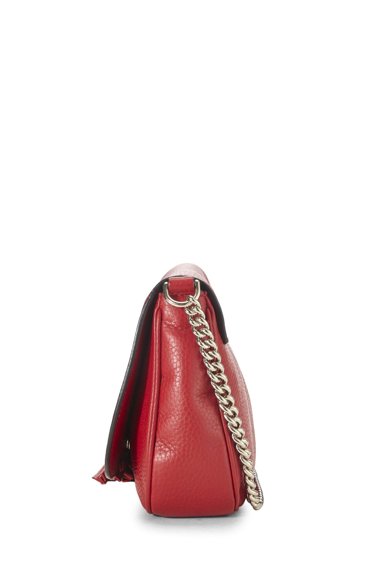 Gucci, bolso bandolera Soho de piel granulada roja con solapa y cadena, usado, rojo