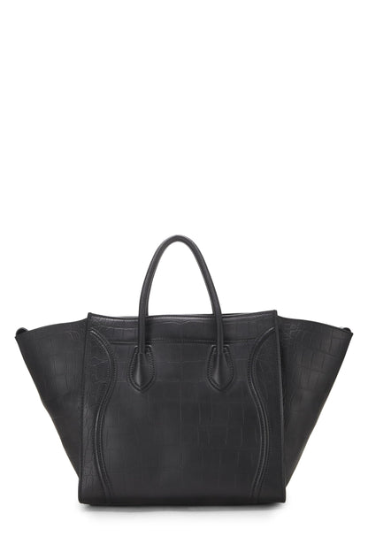 Céline, Pre-Loved Black Embossed Leather Phantom Medium, Black