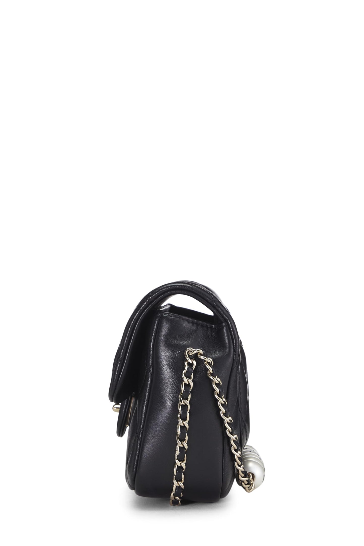 Chanel, Bolso pequeño con solapa My Precious Pearls de piel de cordero negra Pre-Loved, Negro