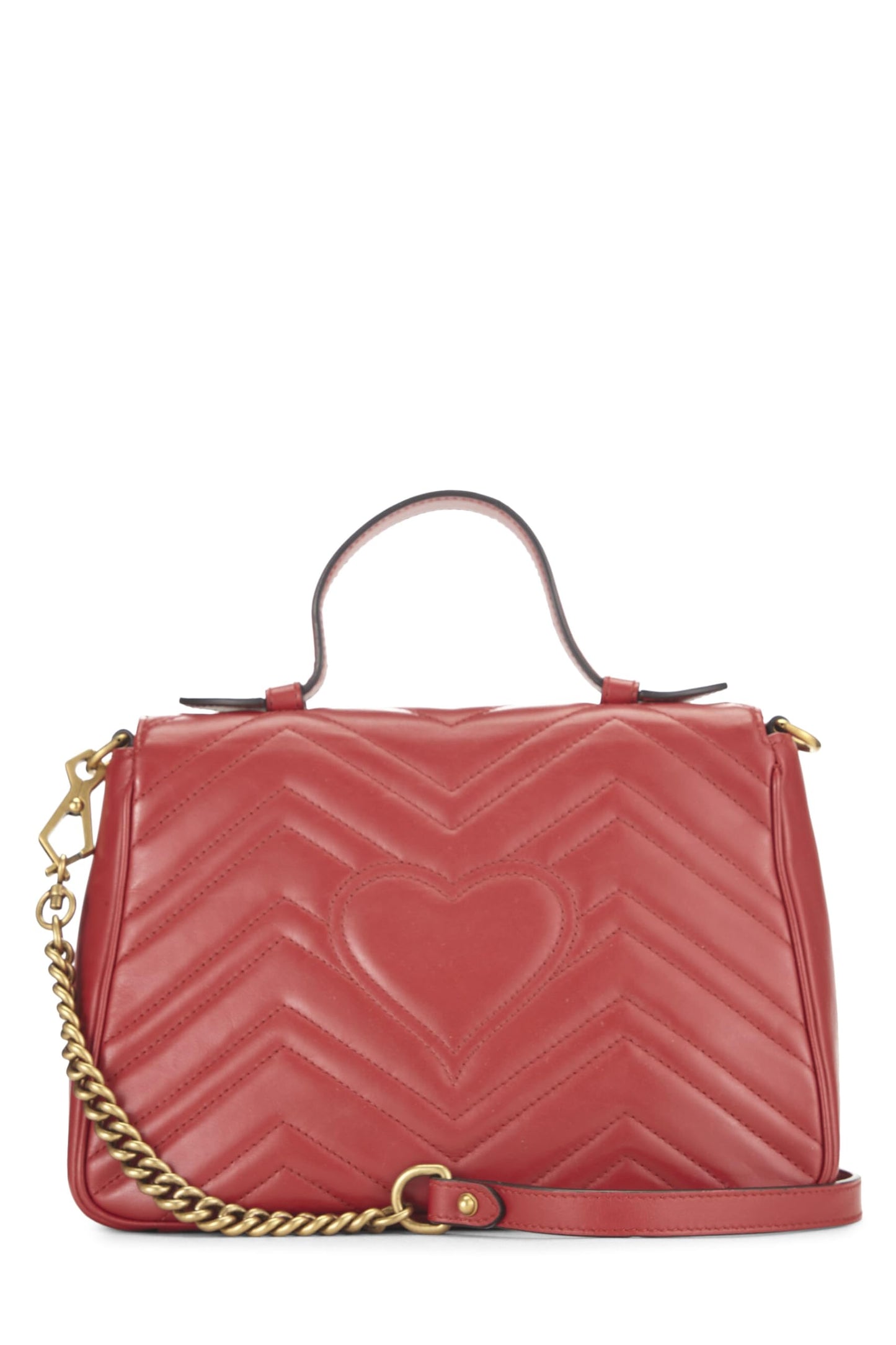 Gucci, Bolso de hombro pequeño GG Marmont con asa superior de cuero rojo Pre-Loved, Rojo